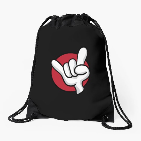Rock On Heavy Metal Hard Rock Hand Sign Cartoon Drawstring Bags