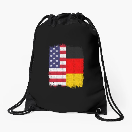 German American US Flag Germany Drawstring Bags