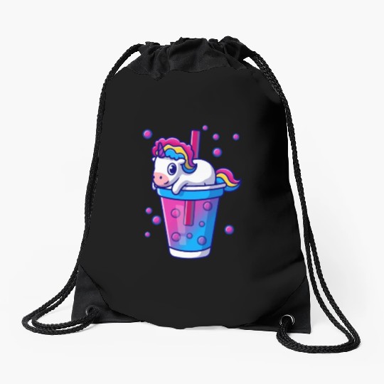 Boba Tea Bubble Tea Cute Kawaii Unicorn Bisexual Drawstring Bags