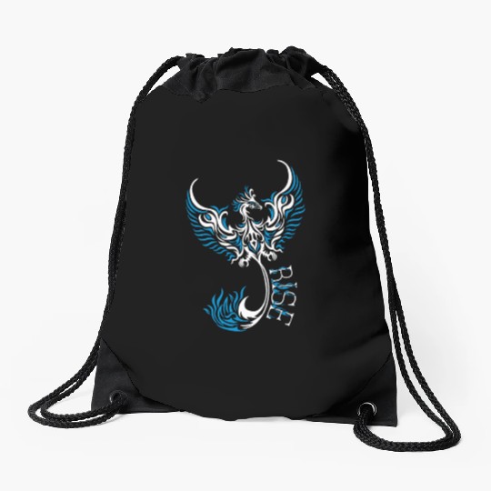 PHOENIX Tattoo/Tribal art - White and Blue,, Drawstring Bags