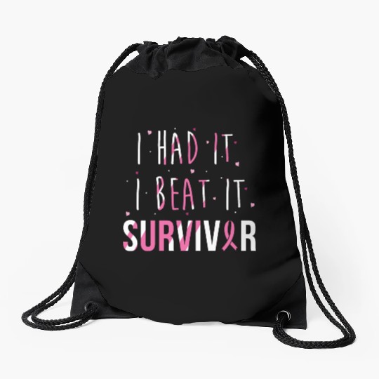 Breast Cancer Survivor I Had It I Beat It Drawstring Bags
