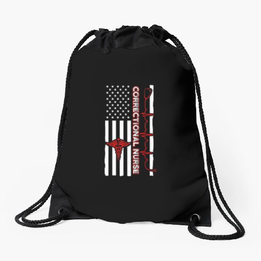 Correctional Nurse USA Flag Nursing RN Drawstring Bags