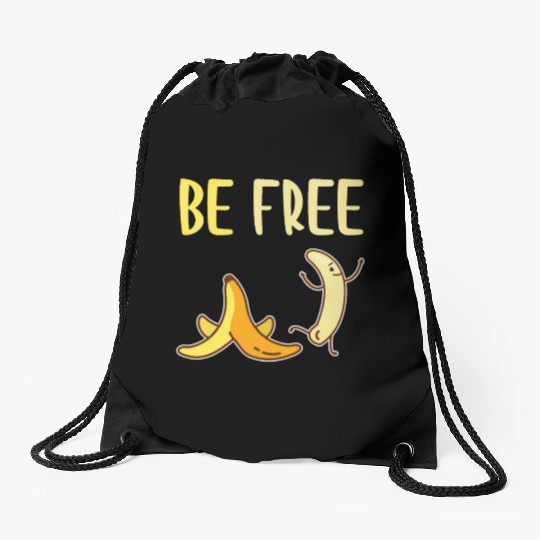 Be Free Funny Naked Cute Banana Fruit Drawstring Bags