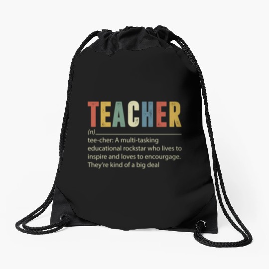 Teacher Multi tasking Educational Rockstar Drawstring Bags