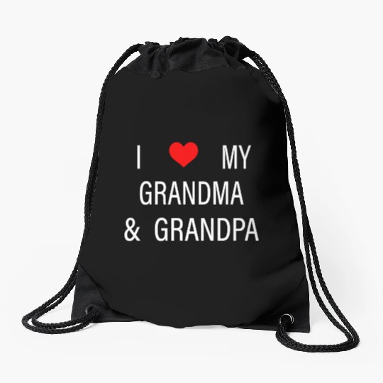 I Love My Grandma and Grandpa Drawstring Bags