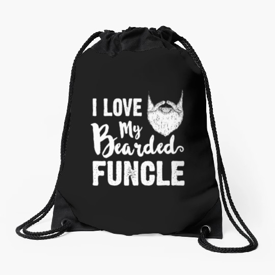 I Love My Bearded Funcle Cool Uncle Family Gift Drawstring Bags