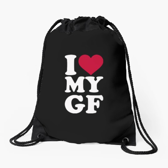 I Love My Gf Girlfriend Drawstring Bags
