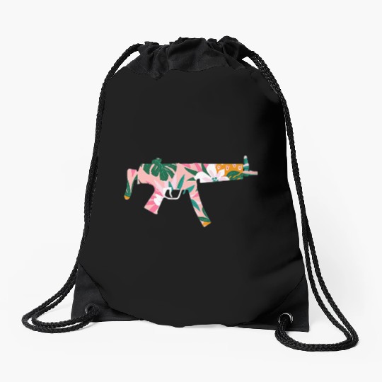 Tropical Gun Lover Firearm Beach Hawaiian Gift Drawstring Bags
