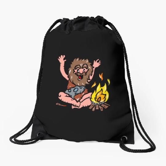 Caveman with Fire Drawstring Bags