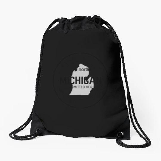 Up North Michigan 1837 Great Lakes Latitude And Lo Drawstring Bags