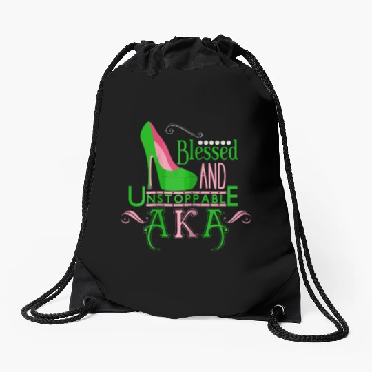 Womens AKA inspired Blessed AKA AKA sorority Alpha Drawstring Bags