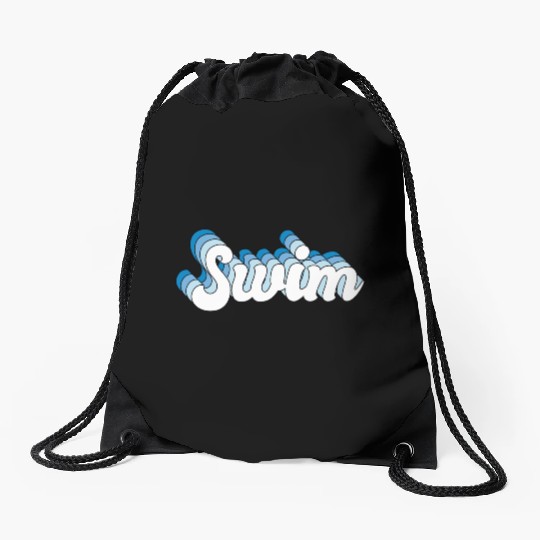 Swim Swimming Swimmer Retro Groovy Wave Drawstring Bags