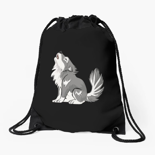 Cute Baby Howling Wolf Cub Gifts Animals Lover Drawstring Bags