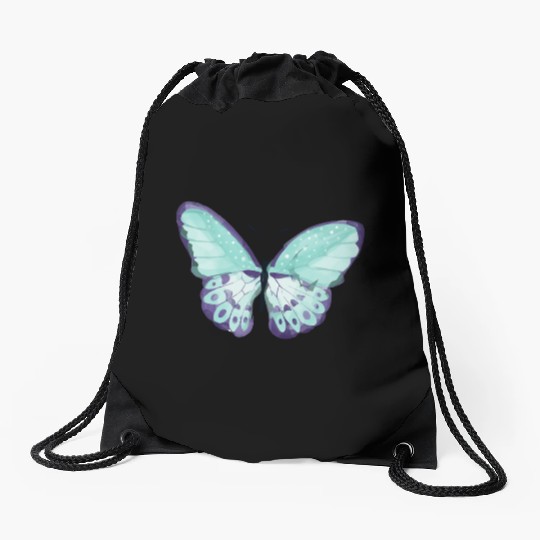 Light Green Butterfly Drawstring Bags