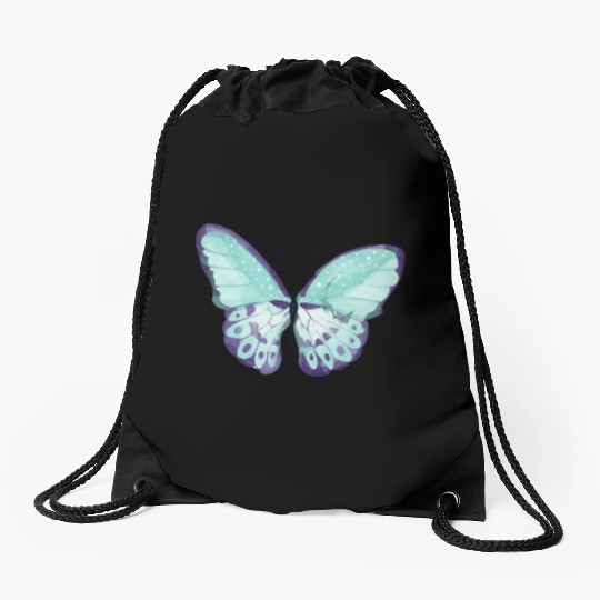 Light Green Butterfly Drawstring Bags