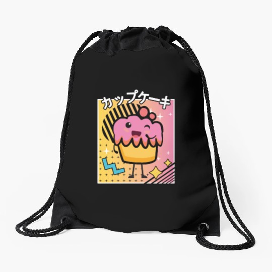 90s Retro Japanese Kawaii Anime Food Cupcake Drawstring Bags