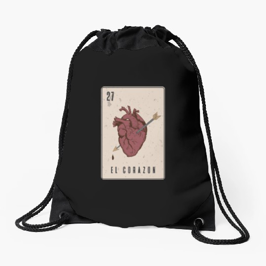 El Corazon Mexican Loteria Drawstring Bags