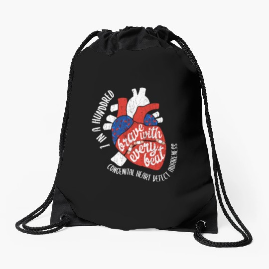 Brave With Every Beat CHD Awareness Happy Gift Drawstring Bags