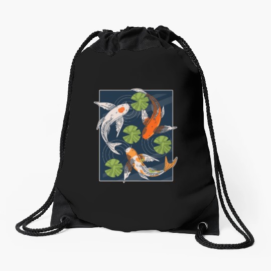 Koi Fish Lover Asian Japanese Carp Water Pond Anim Drawstring Bags