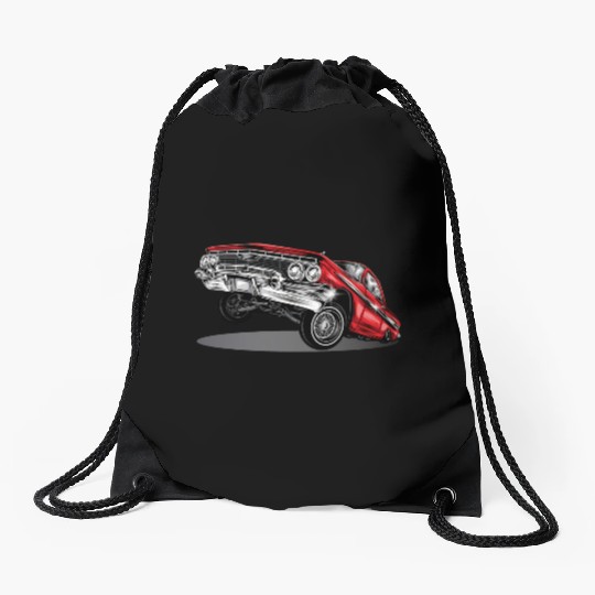 lowrider car Drawstring Bags