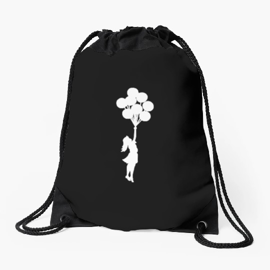 Banksy Girl with balloons. Drawstring Bags
