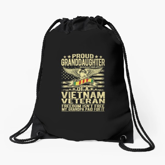 Veteran Gift-Granddaughter Of Vietnam Veteran Us F Drawstring Bags