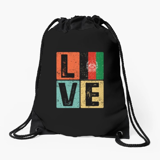 I Love Afghanistan Flag for Afghan Pride Drawstring Bags