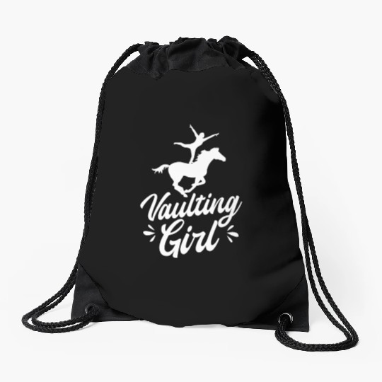 Equestrian Vaulting Girl Drawstring Bags