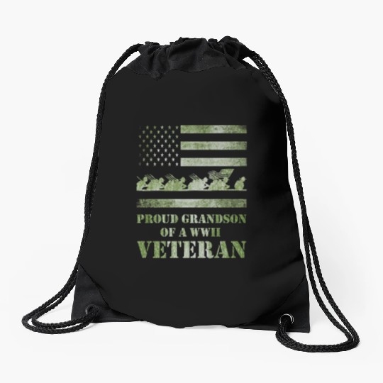 World War 2 Ii 80th Anniversary Proud Grandson Of Drawstring Bags
