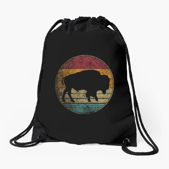 Distressed Buffalo Retro Bison Animal Lover Men Wo Drawstring Bags
