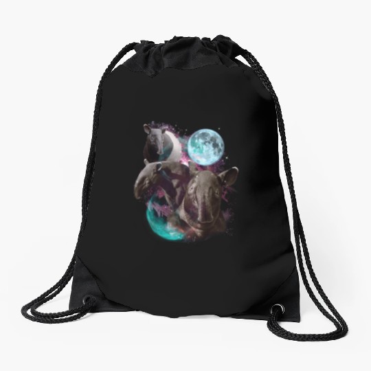 3 Moon Tapir Funny Tapirus Art Pig Animal Lovers Drawstring Bags