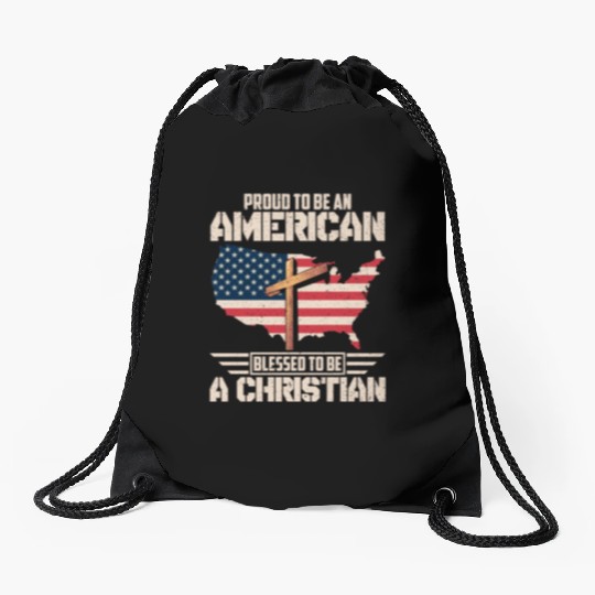 Patriotic Christian Military Gifts for Men Drawstring Bags