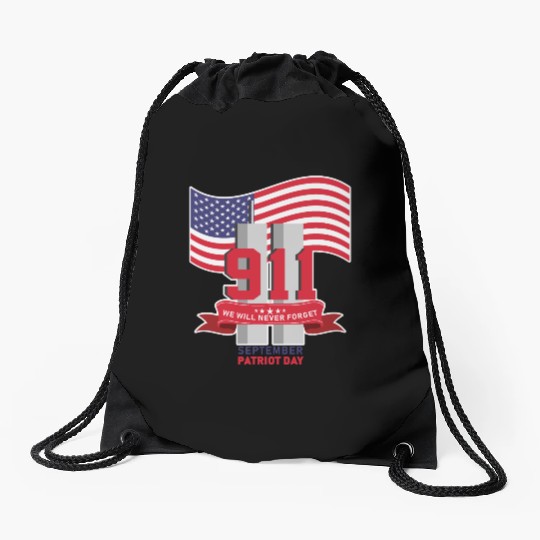 Patriot Day Never Forget 911 Anniversary Drawstring Bags