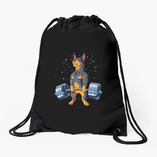 Doberman Weightlifting Gym Drawstring Bags