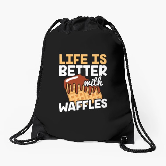 Life is Better with Waffles Waffle Pancakes Drawstring Bags