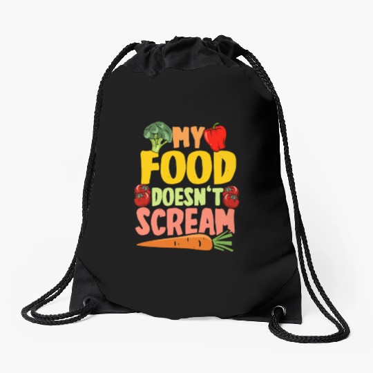 Vegan Vegetarier My Food Doesn't Scream Drawstring Bags