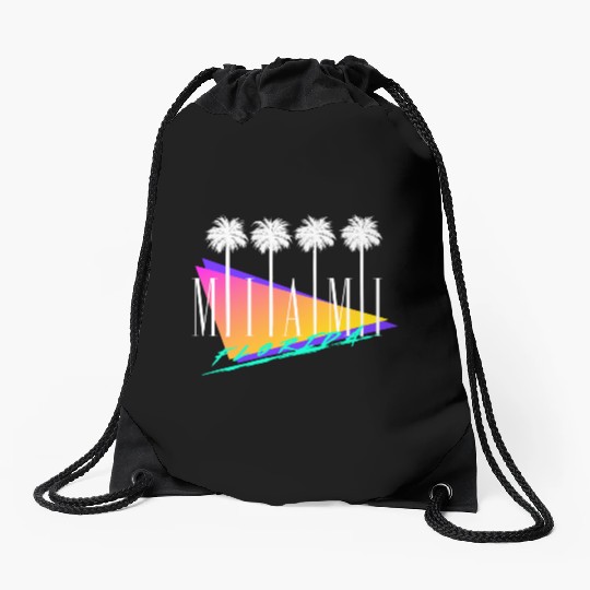 Miami Florida Retro Style Drawstring Bags