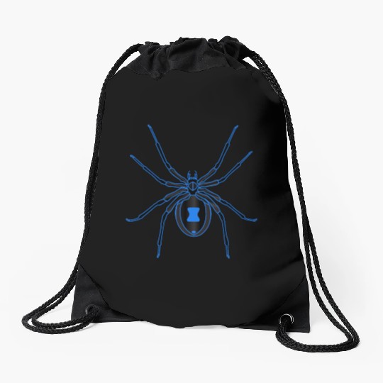 Black Widow Blue Design Drawstring Bags