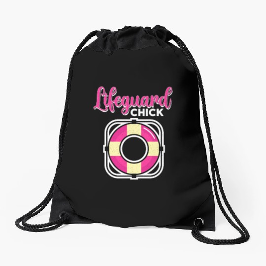 Lifeguard Chick Rescuer Pool Guard Lifeguarding Drawstring Bags