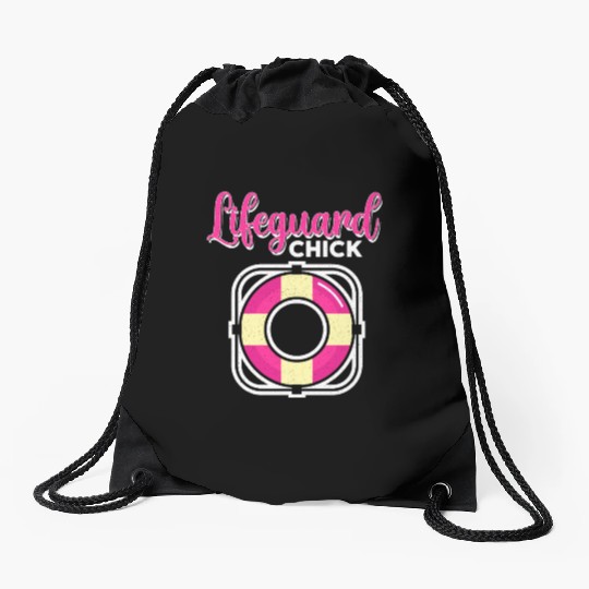Lifeguard Chick Rescuer Pool Guard Lifeguarding Drawstring Bags