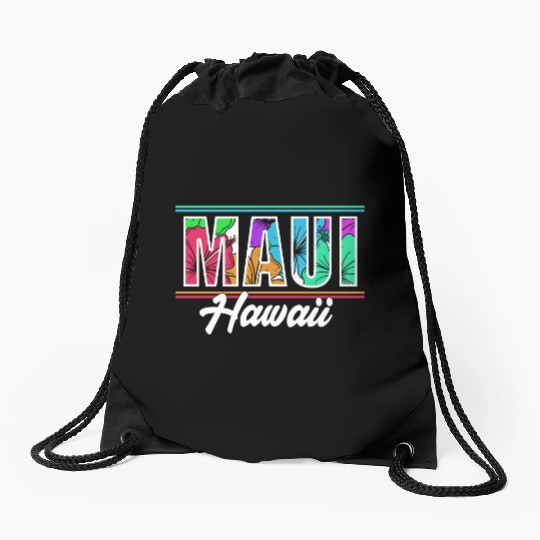 Summer Vacation Beach Maui Hawaii Drawstring Bags