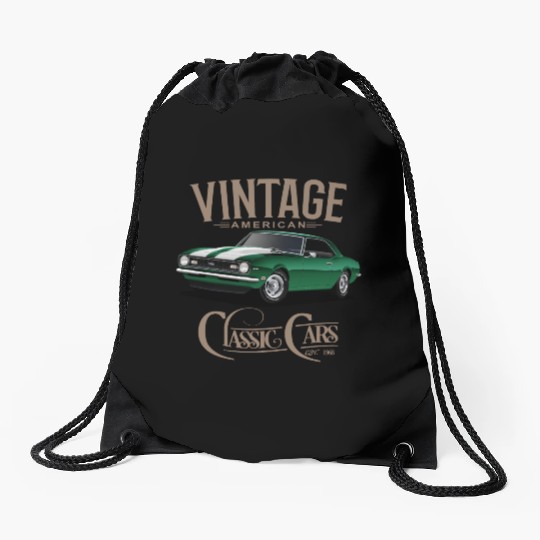 Vintage Green Camaro Classic Car Drawstring Bags