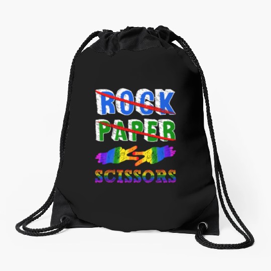 Rock Paper Scissors Lesbian Couple LGBTQ Pride Mon Drawstring Bags