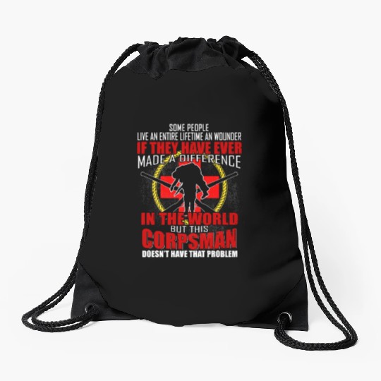 Devil US Navy Corpsman DOC Badass Army Veteran Drawstring Bags