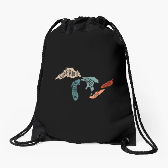 Great lakes USA, Michigan Lake Erie Lake Drawstring Bags