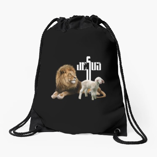Jesus is Lion and Lamb Drawstring Bags
