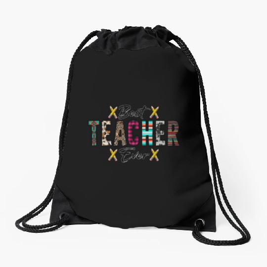 Best Teacher Ever Drawstring Bags