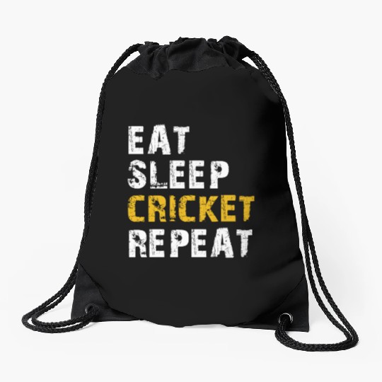 eat sleep cricket Drawstring Bags