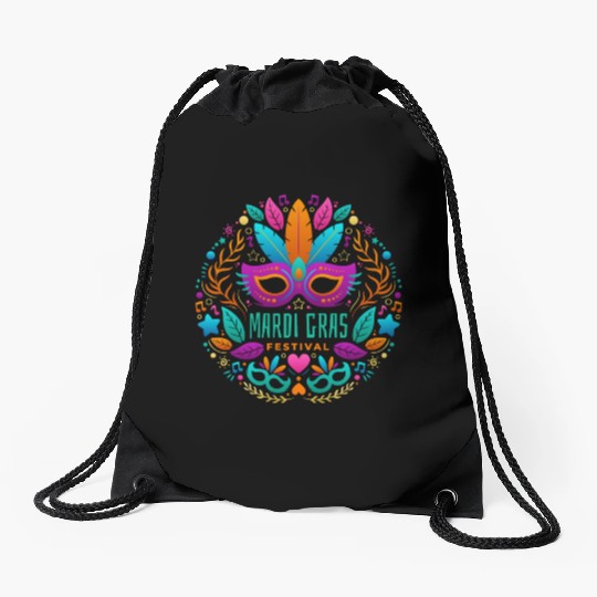 Mardi Gras Gift Drawstring Bags Beads Mask Feathers