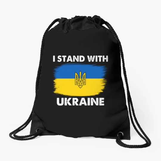I Stand with Ukraine Ukraine Flag Drawstring Bags